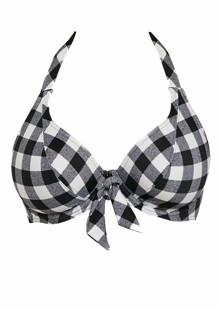 Freya Totally Cuadros As2924 con con Aro Top de Bikini Halter Monocromo 34C Cs Freya Totally Cuadros As2924 con con Aro Top de Bikini Halter Monocromo 34C Cs