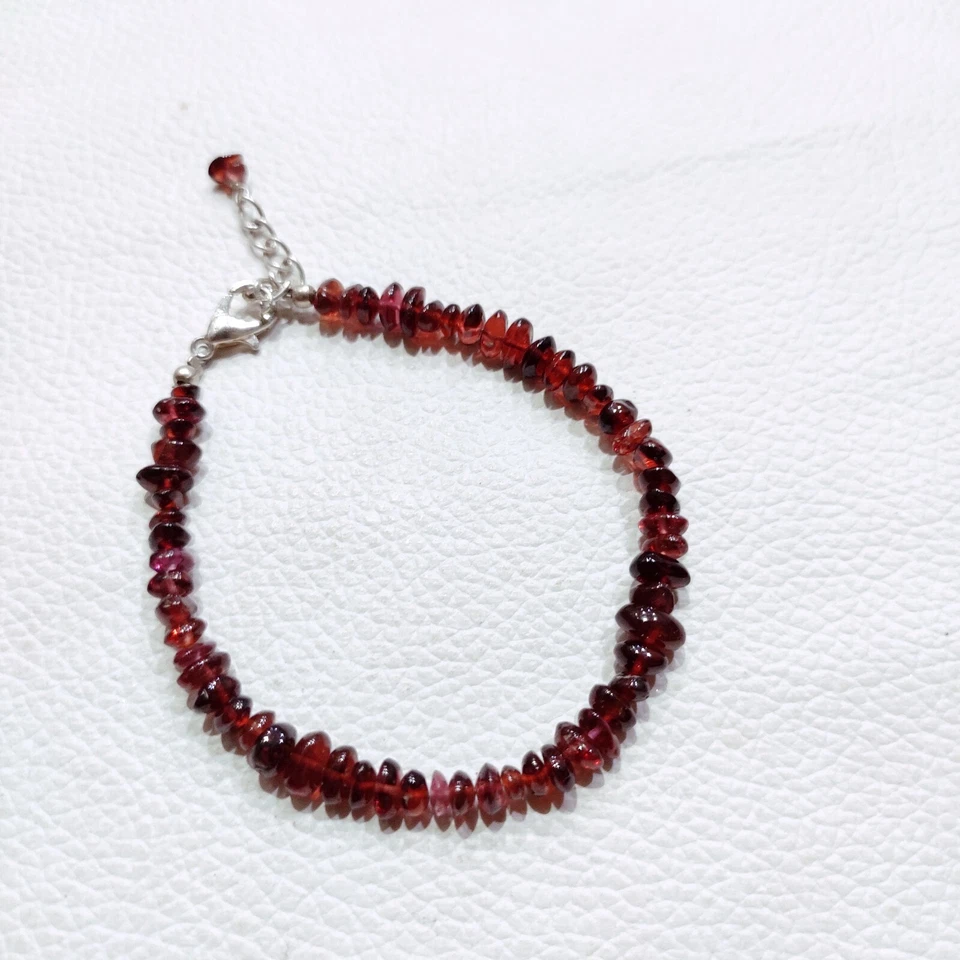 Pulsera vintage de cuentas de piedras preciosas naturales granate joyería hecha a mano Foto 2 de 4