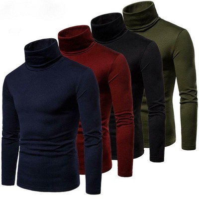 Sueter Para Hombre De Moda Con Cuello Alto Suéteres De Vestir Abrigo De  Invierno | eBay