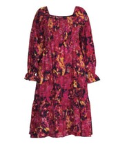 Terra and Sky Brushed Abstract Squared Neck peasant dress size 3X 24W/26W NWT