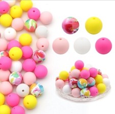 10 pc. Solid printed Silicone 15mm beads Food Grade silicone Solid color 1228618
