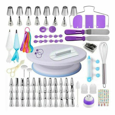 137 Stück/Set Cake Decorating Kit Cake Turntable Gebäckrohr Fondant Glatter DE