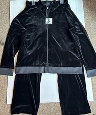 Vintage JACLYN SMITH Black Holiday Velour Jacket L NWT  Pants M NWOT Set