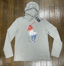 Men  s Polo Ralph Lauren Big Pony Americana Hooded T-Shirt Hoodie Size Medium NWT