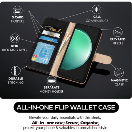 Case For Samsung Galaxy S24 FE,Leather Wallet RFID Book Flip Stand Phone Cover - Picture 3 of 21