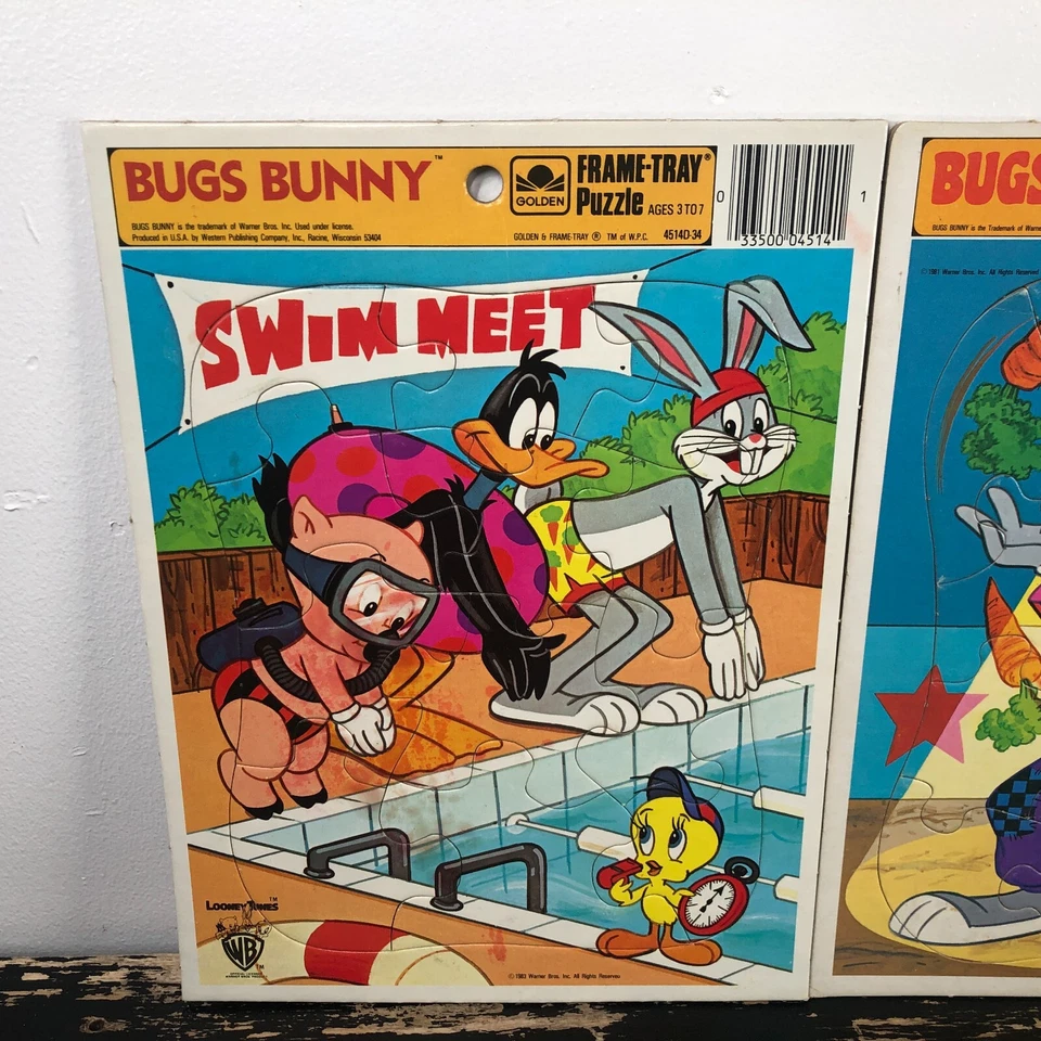 Bandeja de marco rompecabezas Looney Tunes Bugs Bunny Daffy Duck 1980 vintage coleccionable 2 Foto 4 de 4