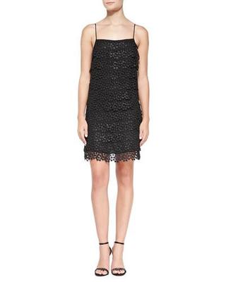 DVF Diane Von Furstenberg Star Lace Tiered Spaghetti Strap Dress Black $598  | eBay