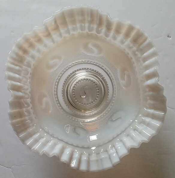 Vintage Jefferson Glass Clear Opalescent Ruffled Edge Footed Glass Bowl 9