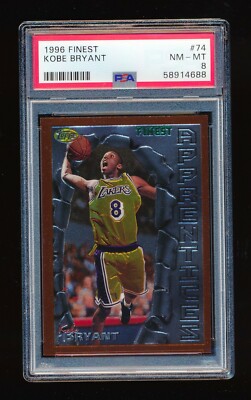 【A24】 NBA カード Kobe Bryant topps RC PSA8 PSA 8 KOBE BRYANT 1996-97 TOPPS FINEST #74 RC ROOKIE CARD