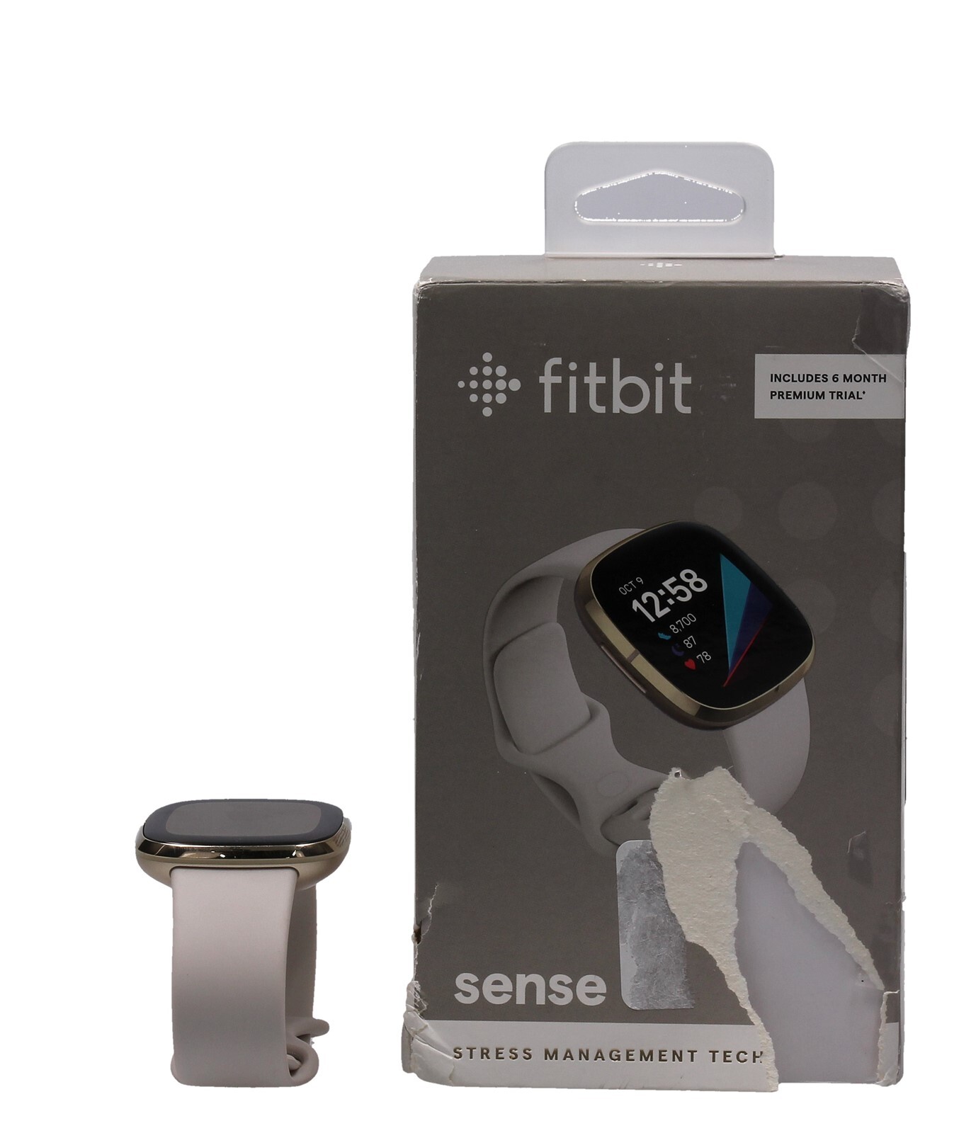 Fitbit Sense Smartwatch in Soft Gold Health Fitness Tracker Heart Rate Monitor-image