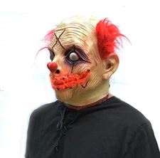 Light up Halloween Mask Clown with Hair Costume Orange Scary LED EL Wire Clown