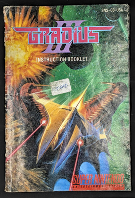GRADIUS III Super Nintendo SNES Game Original 1991 Instruction Manual Booklet