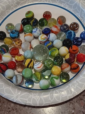 Mixed Lot Machine Made Toy Marbles,  Assorted Colors Collection .60+ marbles.