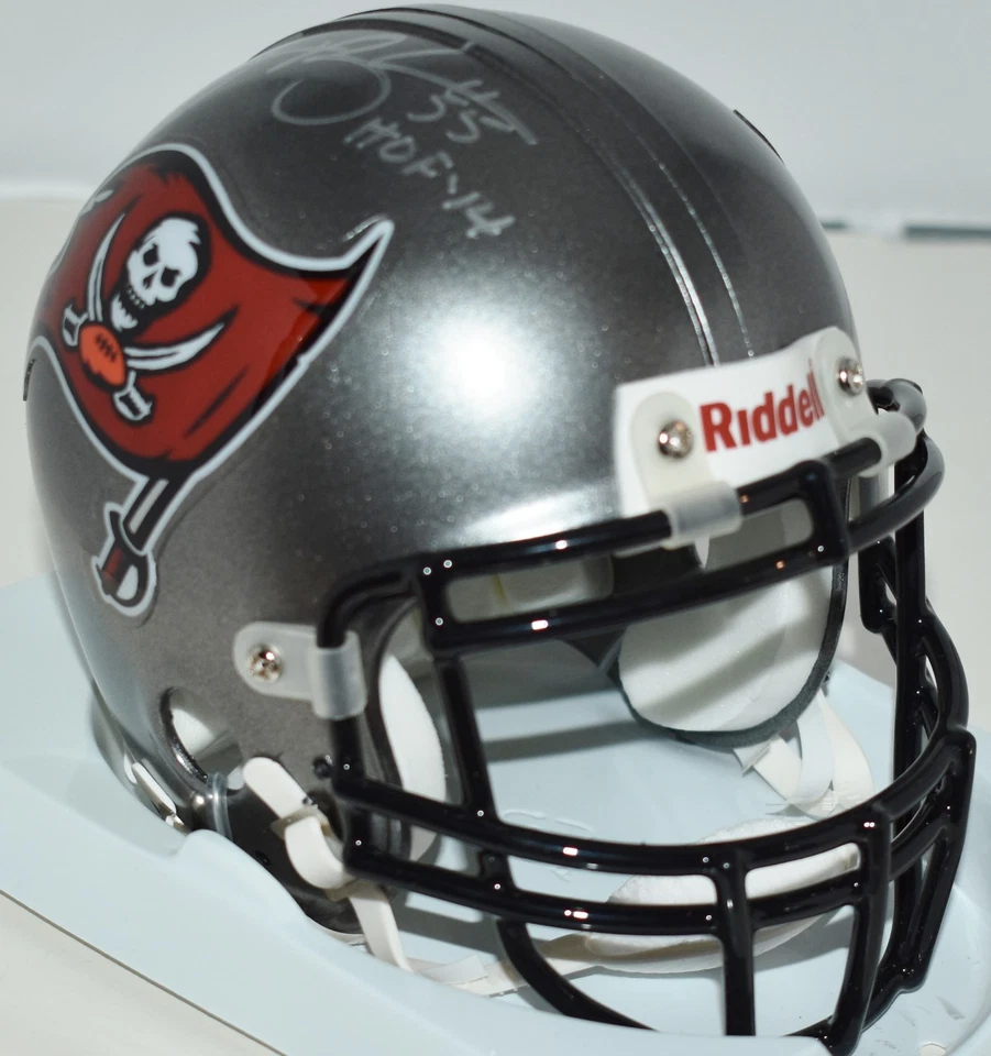 DERRICK BROOKS AUTOGRAPHED VSR4 MINI HELMET TAMPA BAY BUCS HOF 2014 JSA - Image 3 of 4