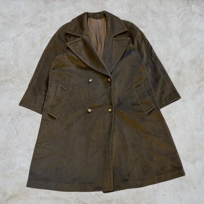 Max Mara Damen zweireihiger Mantel UK 12 US 8 mittelbraun Wolle lang 2K+ UVP