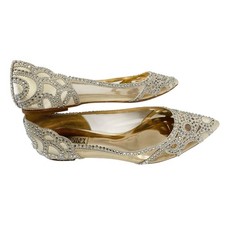 BADGLEY MISCHKA Gigi Crystal Rhinestone Flats Size 10 Wedding Bridal Formal