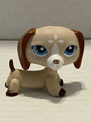 LPS Littlest Pet Shop #1491 Dachshund Wiener Dog Toy Cream Brown 2006 Hasbro