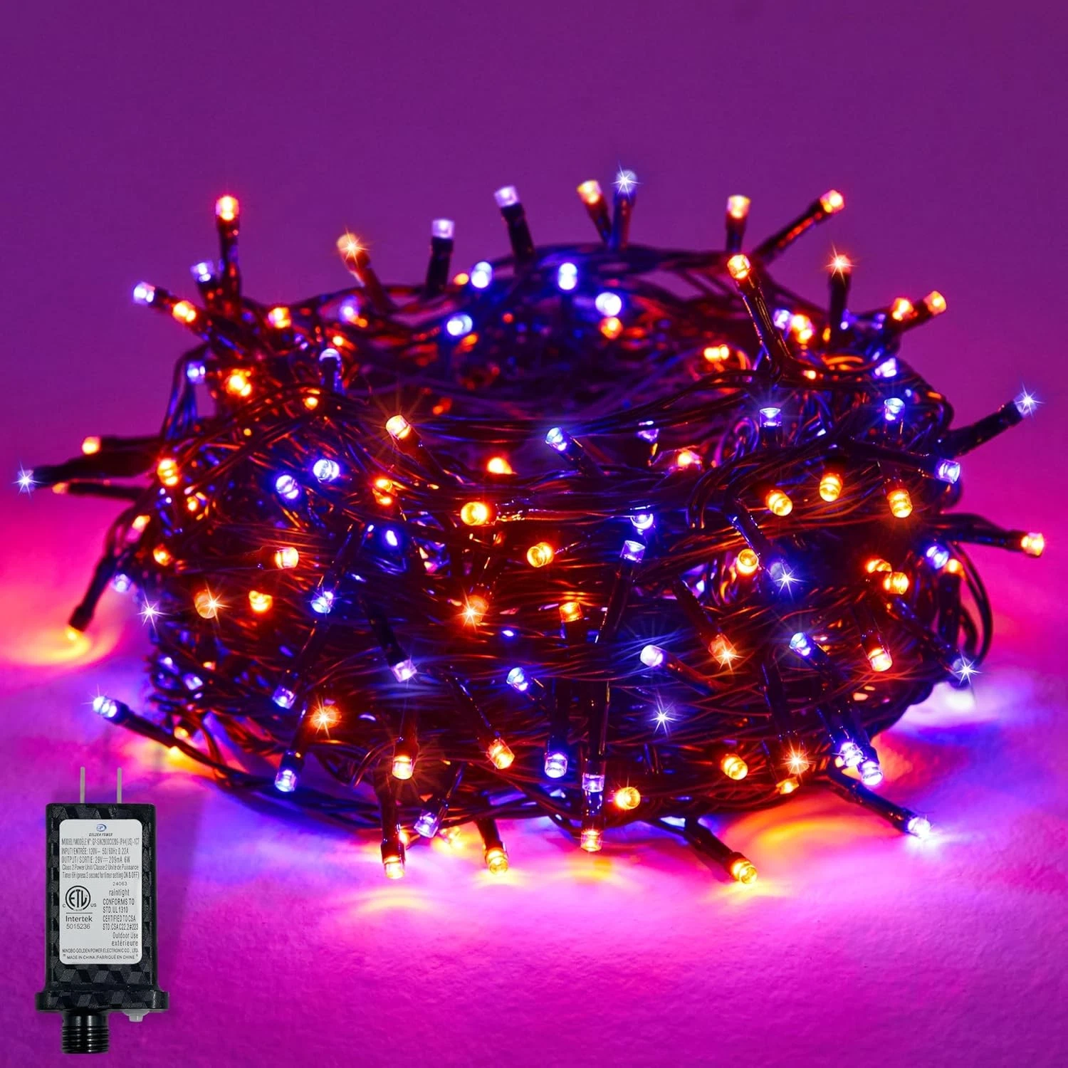 200LED Halloween Lights,72FT String Lights with 8 Modes&Timer Function, Purple a