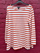 Isabella Oliver Maternity Striped Long Sleeve Cotton Orange White Top Sz 3 UK 12