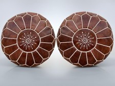 Moroccan Ottoman Leather Pouf : Luxurious Comfort for Your Living Space, Genuine