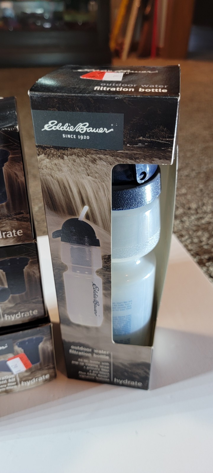 Eddie Bauer Water Bottle Filtration Bottle Clear Pop Up Sip Straw Filter Lot 