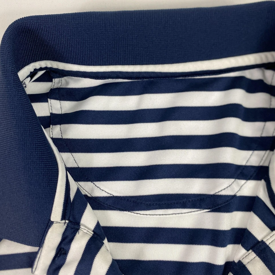 Shipyard Hilton Head Shirt Mens Large Blue White Stripe Golf Polo Performance - Image 4 of 4