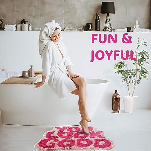 You Look Good Bath Mat Pink, Cute Bathroom Rugs for Girls Fun Funny Funky Rug - Bild 5 von 7