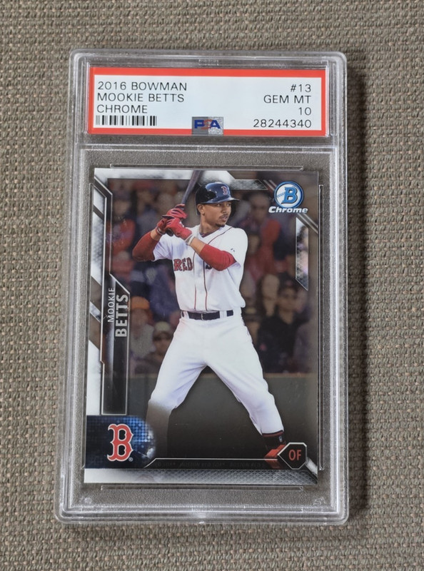 2016 Bowman Mookie Betts Chrome Card #13 Graded PSA 10 Gem Mint