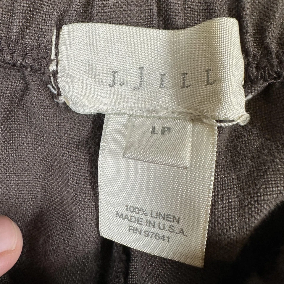 Брюки женские J. Jill большие миниатюрные коричневые льняные эластичные на талии широкие штанины сделано в США - Изображение 3 из 4