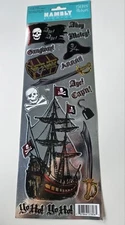 Pirates Ship Hook Flag Treasure Chest Ahoy Matey Hambly Studios Sticker Metallic