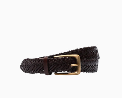  BRUNELLO CUCINELLI Dark Brown Leather Braided Men's Belt Size 95 US-38