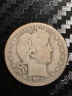 1914 Barber Quarter 25C Silver Coin Vintage US Collectible