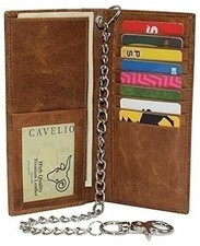 Genuine Leather Men's Chain Biker Wallet Long Bifold Checkbook RFID Blocking Wal