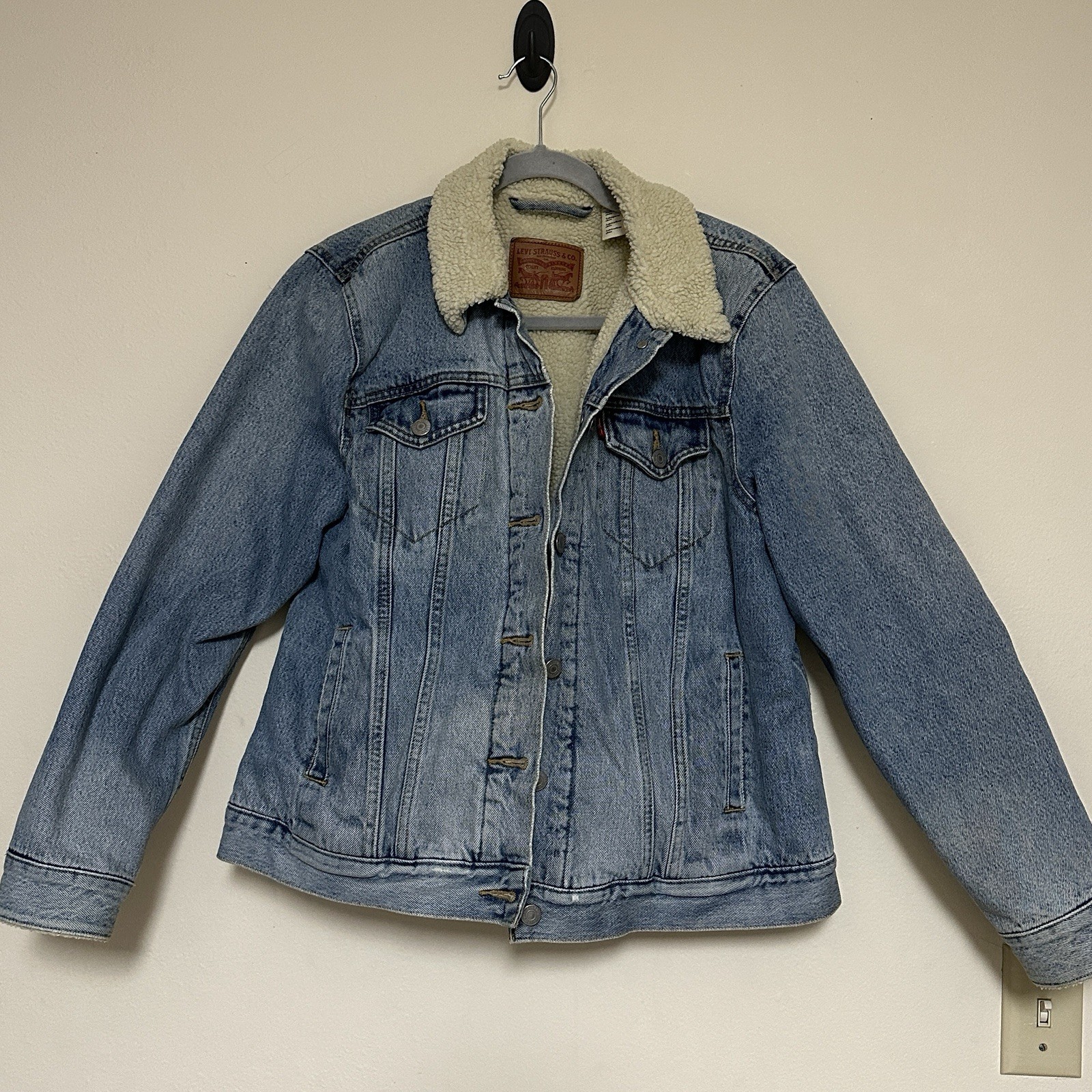 Levis Strauss Denim Sherpa Lined Jacket Size XL Trucker Bomber Jacket