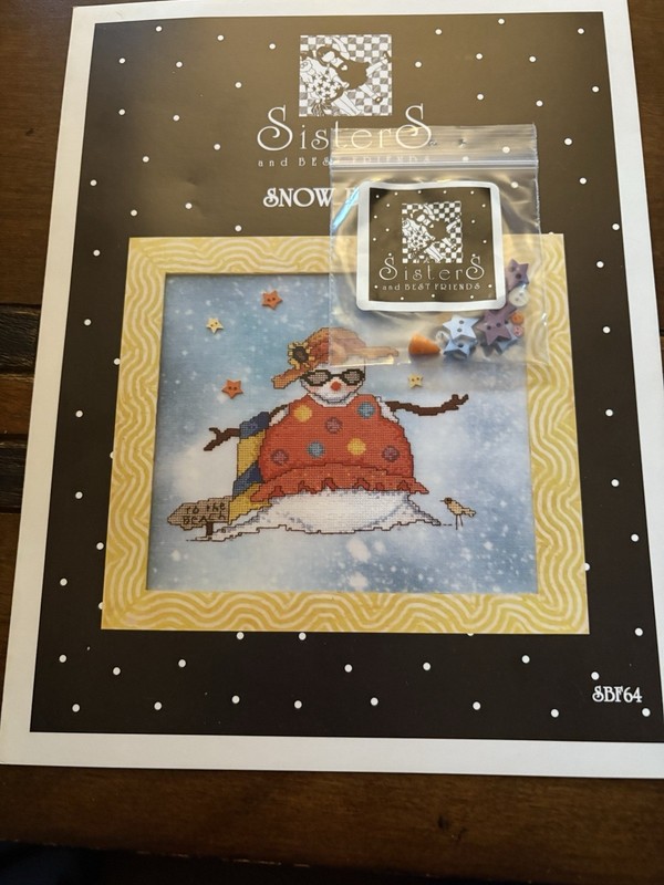 Rare - Sisters & Best Friends, Snow Birdie Cross Stitch With Buttons
