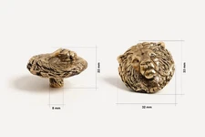Brass Lion Head Handle – Handmade Cabinet Knob for Drawers, Dressers, Furniture