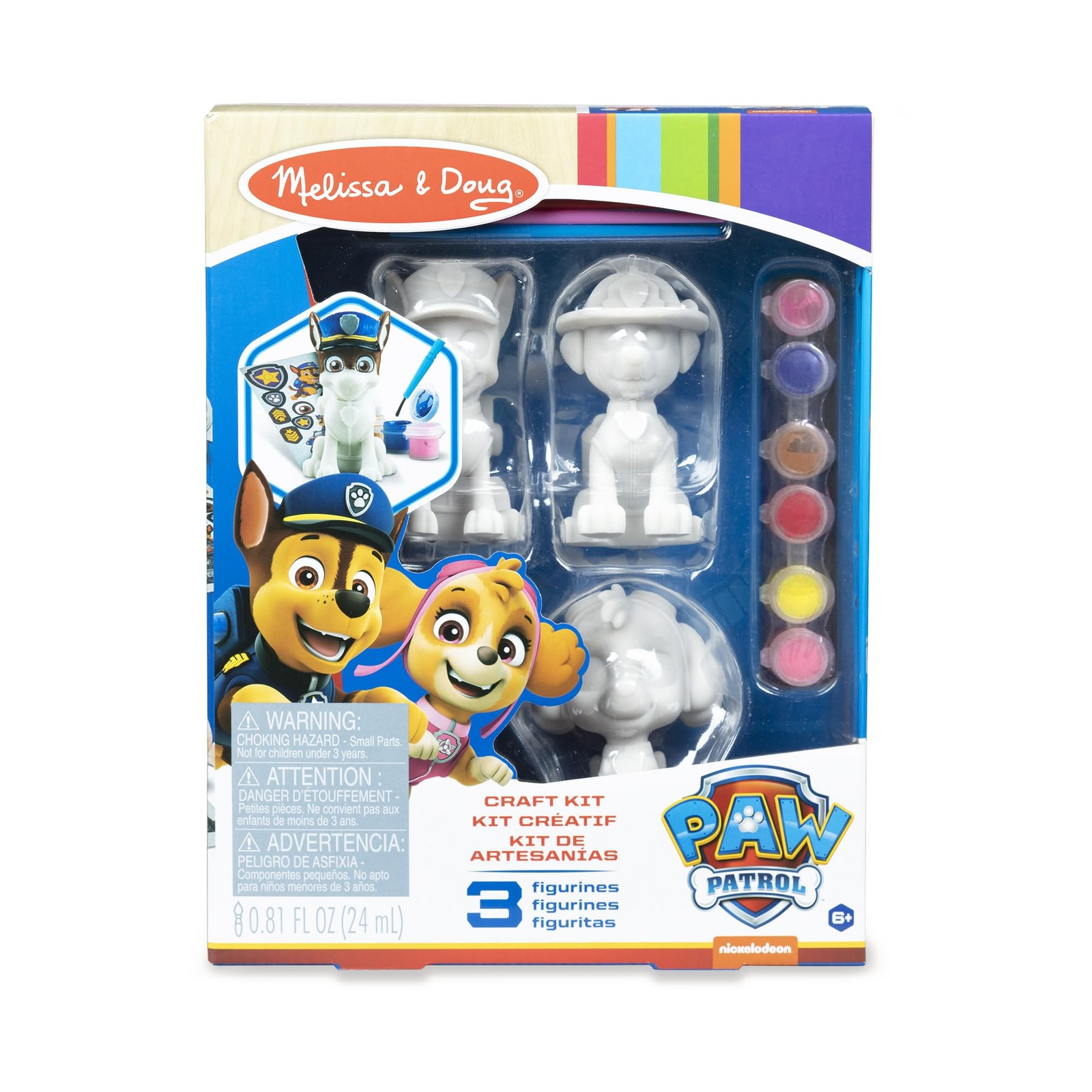 Melissa & Doug PAW Patrol Craft Kit - 3 Decorate Your Own Pup Figurines for Boys