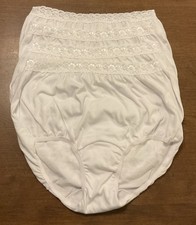 4 Pack Dixie Belle Lace Waistband Cotton Brief Panties Style 462 White Sz 6 New