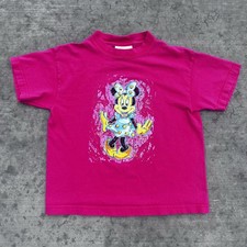 Vintage 90s Disney Walt Disney World Kids Minnie Pink T Shirt Youth Small 6 USA