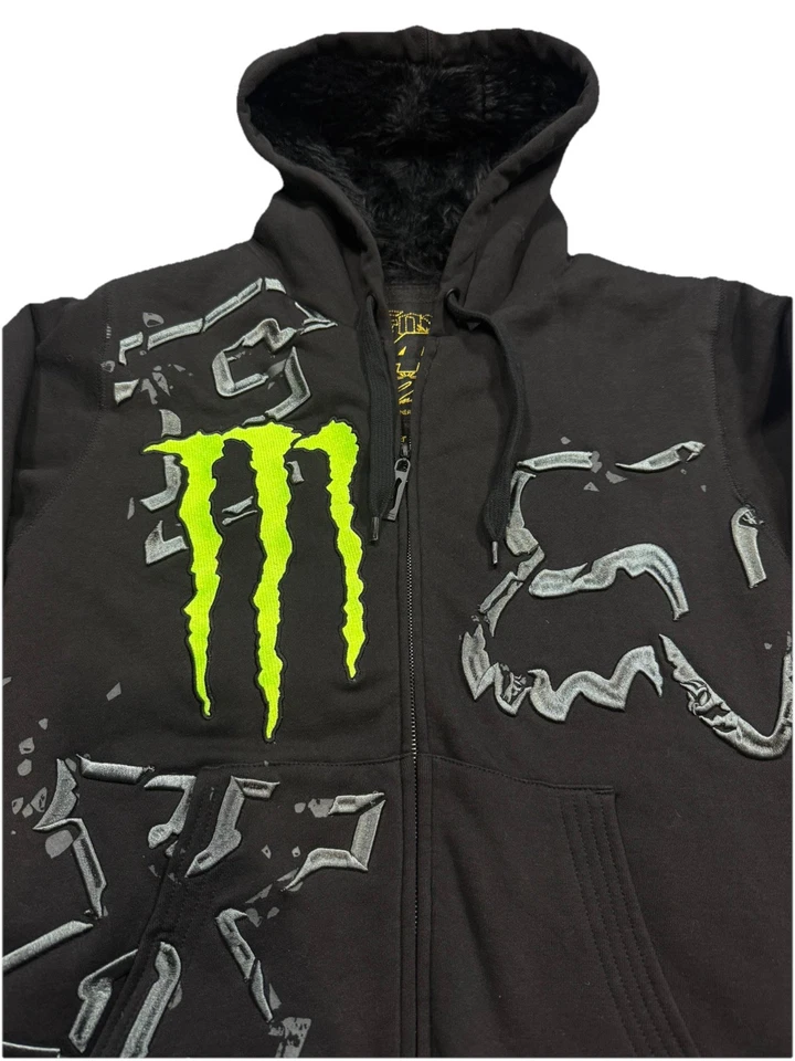 FOX Racing x Monster Energy Ricky Carmichael Hoodie S Sherpa Forrado Y2K Moto RARO - Imagem 2 de 4