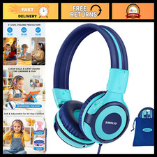 Kids Wired Headphones with Microphone for School, Volume Limiting 75/85/94dB