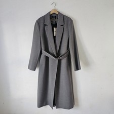 MANGO Premium Belted Double Breasted Grey Coat Size Large New