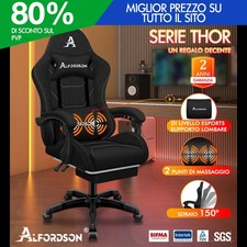 ALFORDSON Massaggio Sedia da Ufficio Gaming Tessuto di Lino Computer Racer