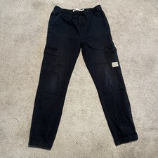 Levi Cargo Jogger Pants Boys XL Black Y2K Utility Stretch Drawstring Double Knee