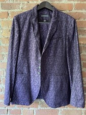 John Varvatos Men Woodward Suit Sz 40R / EU50 Wool Silk Purple Jacquard Luxury