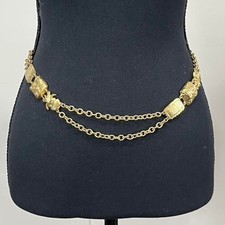 Vintage Givenchy Paris Gold-Tone Chain Belt with Double Layer Draped Chains