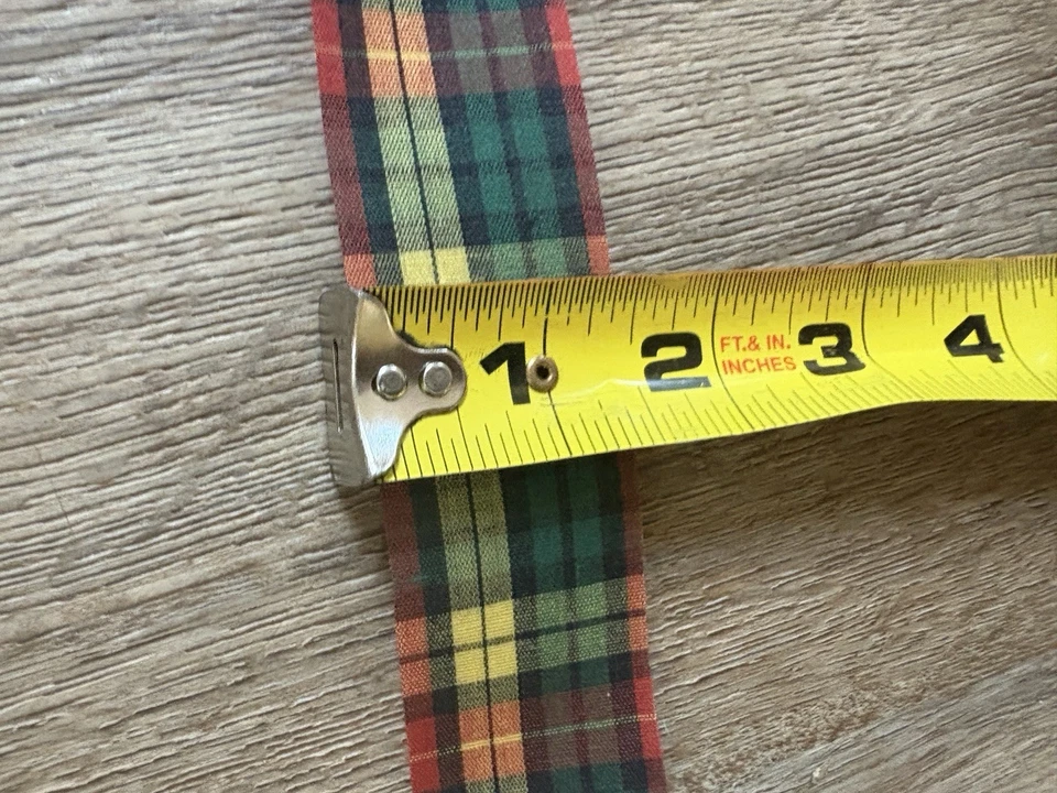 "Cinta vintage a cuadros verde, amarillo y naranja corte 139"" u 11 pies de largo" Foto 4 de 4