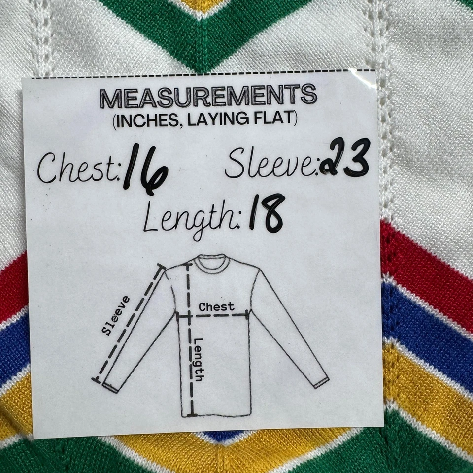 Suéter Forever 21 Mujer Blanco Multi Chevron Tejido Retro Cuello Redondo Pequeño S Foto 4 de 4