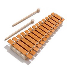13-Note Xylophone Glockenspiel with 2 Mallets - Metal Keys Xilofono on Wooden...