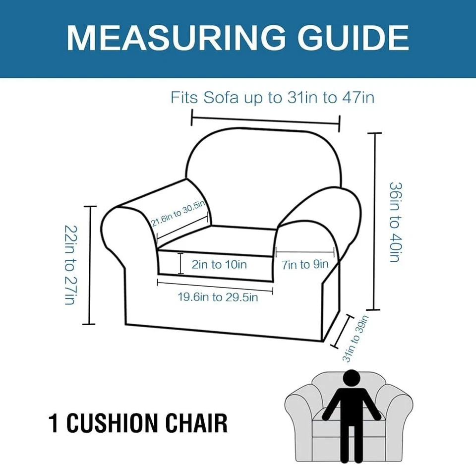 Juego de funda de sofá de alta elasticidad 2 piezas protector de muebles azul polvoriento Foto 4 de 4